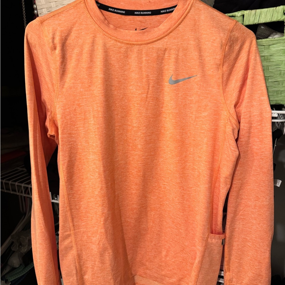 Nike Vibrant Orange DRI FIT Long Sleeve Shirt